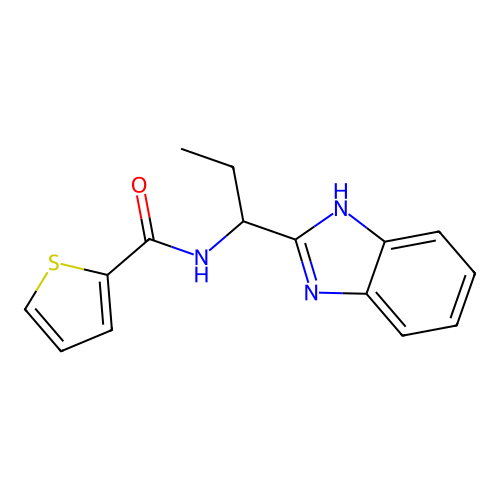 N-[1-(1H-benzimidazol-2-yl)propyl]thiophene-2-carboxamide structure