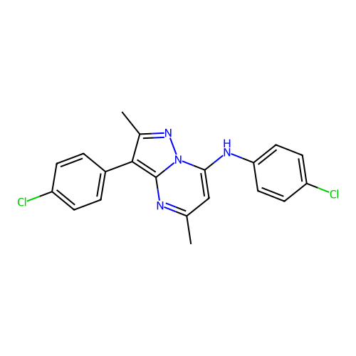 N,3-bis(4-chlorophenyl)-2,5-dimethylpyrazolo[1,5-a]pyrimidin-7-amine structure