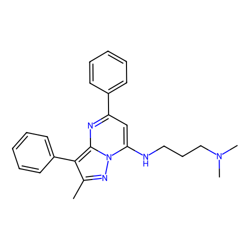 N-[3-(DIMETHYLAMINO)PROPYL]-2-METHYL-3,5-DIPHENYLPYRAZOLO[1,5-A]PYRIMIDIN-7-AMINE structure