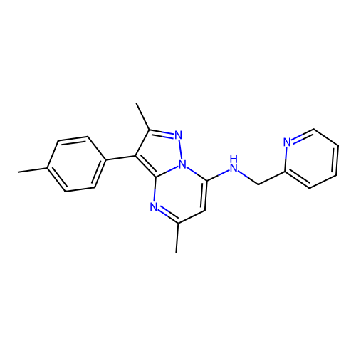 2,5-dimethyl-3-(4-methylphenyl)-N-(pyridin-2-ylmethyl)pyrazolo[1,5-a]pyrimidin-7-amine structure