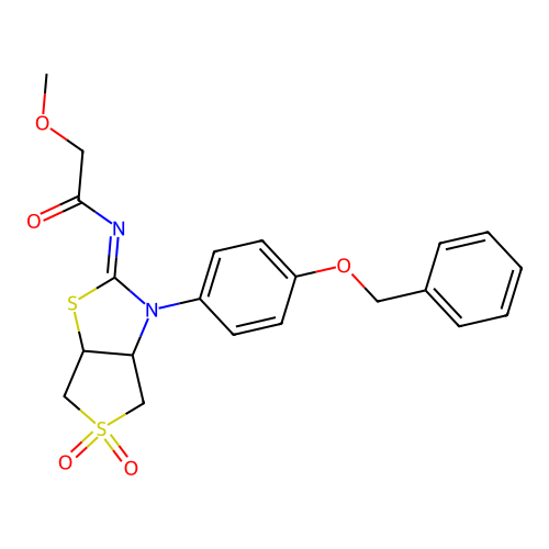 (Z)-N-(3-(4-(benzyloxy)phenyl)-5,5-dioxidotetrahydrothieno[3,4-d]thiazol-2(3H)-ylidene)-2-methoxyacetamide structure