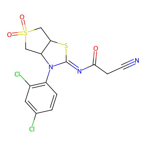 (Z)-2-cyano-N-(3-(2,4-dichlorophenyl)-5,5-dioxidotetrahydrothieno[3,4-d]thiazol-2(3H)-ylidene)acetamide structure