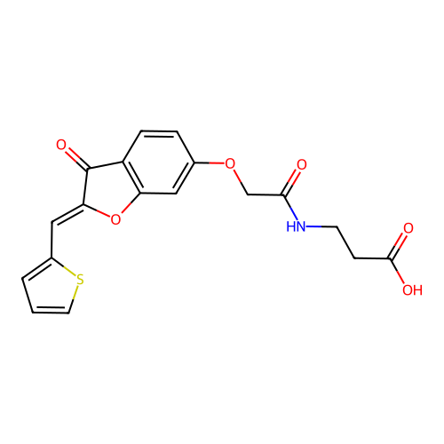3-[[2-[3-oxo-2-(thiophen-2-ylmethylidene)benzofuran-6-yl]oxyacetyl]amino]propanoic Acid structure