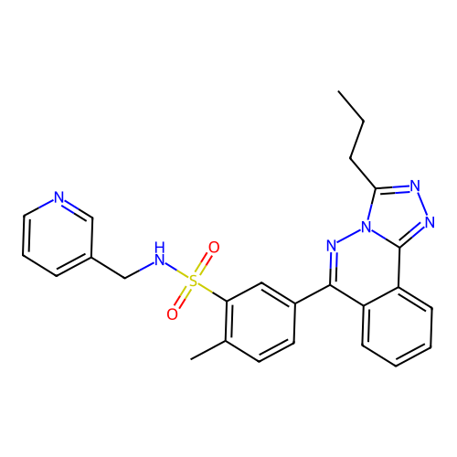 2-methyl-5-(3-propyl-[1,2,4]triazolo[3,4-a]phthalazin-6-yl)-N-(pyridin-3-ylmethyl)benzenesulfonamide structure