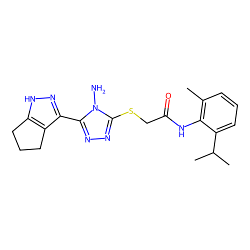2-((4-amino-5-(1,4,5,6-tetrahydrocyclopenta[c]pyrazol-3-yl)-4H-1,2,4-triazol-3-yl)thio)-N-(2-isopropyl-6-methylphenyl)acetamide structure