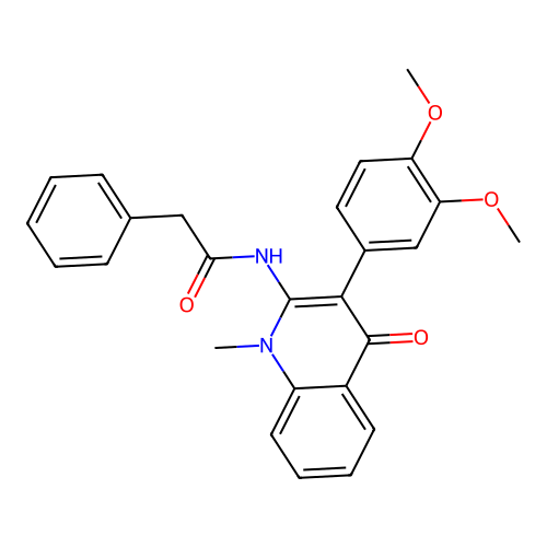 N-[3-(3,4-dimethoxyphenyl)-1-methyl-4-oxoquinolin-2-yl]-2-phenylacetamide structure