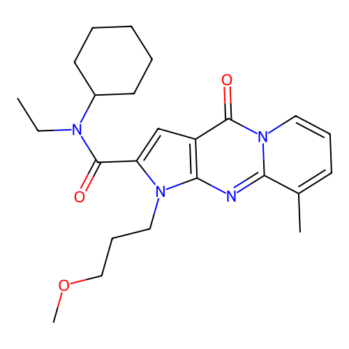 N-cyclohexyl-N-ethyl-1-(3-methoxypropyl)-9-methyl-4-oxo-1,4-dihydropyrido[1,2-a]pyrrolo[2,3-d]pyrimidine-2-carboxamide structure