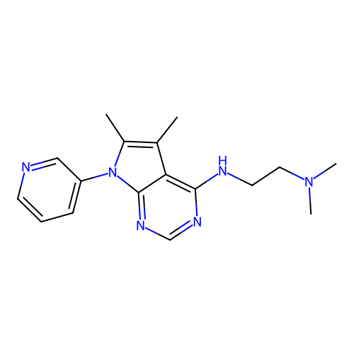 N-(5,6-dimethyl-7-pyridin-3-ylpyrrolo[2,3-d]pyrimidin-4-yl)-N',N'-dimethylethane-1,2-diamine structure