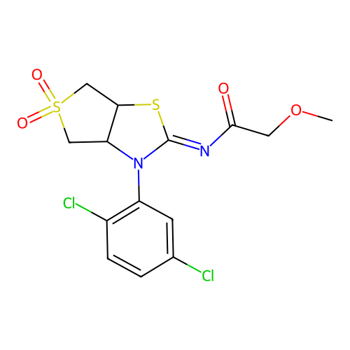 N-[(2Z)-3-(2,5-dichlorophenyl)-5,5-dioxidotetrahydrothieno[3,4-d][1,3]thiazol-2(3H)-ylidene]-2-methoxyacetamide structure