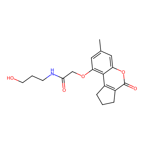 N-(3-hydroxypropyl)-2-((7-methyl-4-oxo-1,2,3,4-tetrahydrocyclopenta[c]chromen-9-yl)oxy)acetamide structure