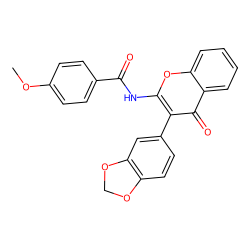 N-[3-(1,3-benzodioxol-5-yl)-4-oxochromen-2-yl]-4-methoxybenzamide structure