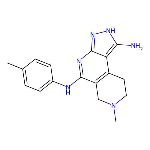7-methyl-5-N-(4-methylphenyl)-2,6,8,9-tetrahydropyrazolo[3,4-c][2,7]naphthyridine-1,5-diamine structure