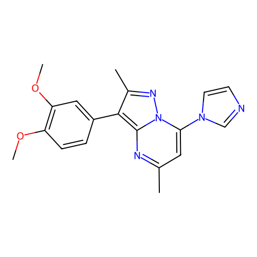 3-(3,4-dimethoxyphenyl)-7-(1H-imidazol-1-yl)-2,5-dimethylpyrazolo[1,5-a]pyrimidine structure