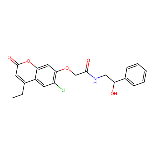 2-(6-chloro-4-ethyl-2-oxochromen-7-yl)oxy-N-(2-hydroxy-2-phenylethyl)acetamide structure