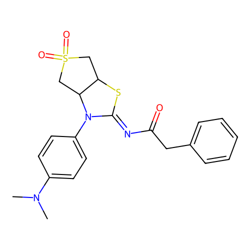 N-[(2E)-3-[4-(dimethylamino)phenyl]-5,5-dioxidotetrahydrothieno[3,4-d][1,3]thiazol-2(3H)-ylidene]-2-phenylacetamide structure