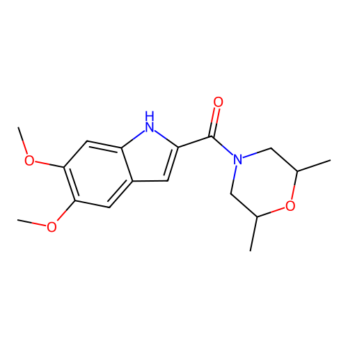(5,6-dimethoxy-1H-indol-2-yl)(2,6-dimethylmorpholin-4-yl)methanone structure
