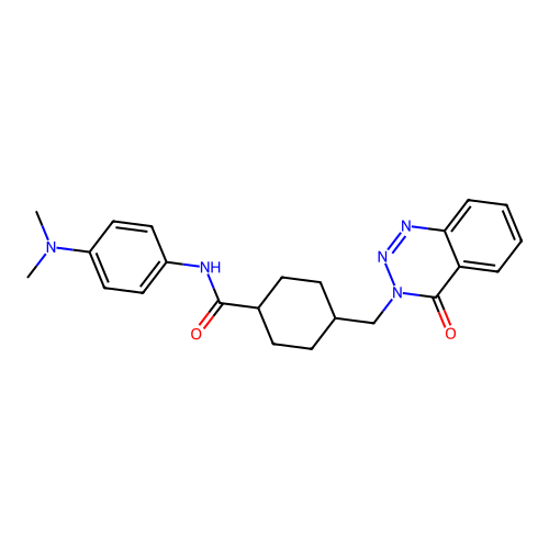 N-(4-(dimethylamino)phenyl)-4-((4-oxobenzo[d][1,2,3]triazin-3(4H)-yl)methyl)cyclohexanecarboxamide structure