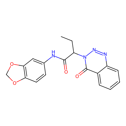 N-(1,3-benzodioxol-5-yl)-2-(4-oxo-1,2,3-benzotriazin-3(4H)-yl)butanamide structure