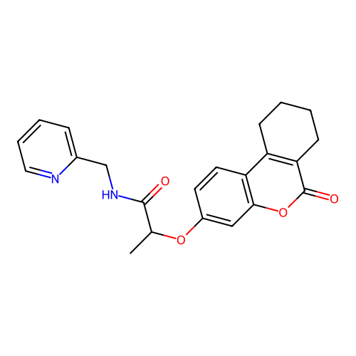 2-[(6-oxo-7,8,9,10-tetrahydrobenzo[c]chromen-3-yl)oxy]-N-(pyridin-2-ylmethyl)propanamide structure