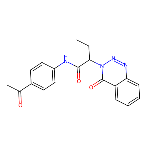 N-(4-acetylphenyl)-2-(4-oxo-1,2,3-benzotriazin-3(4H)-yl)butanamide structure