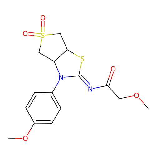 2-methoxy-N-[(2Z)-3-(4-methoxyphenyl)-5,5-dioxidotetrahydrothieno[3,4-d][1,3]thiazol-2(3H)-ylidene]acetamide structure