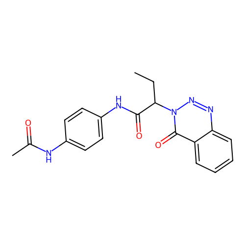 N-[4-(acetylamino)phenyl]-2-(4-oxo-1,2,3-benzotriazin-3(4H)-yl)butanamide structure