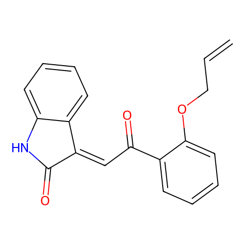 (3E)-3-[2-oxo-2-(2-prop-2-enoxyphenyl)ethylidene]-1H-indol-2-one structure