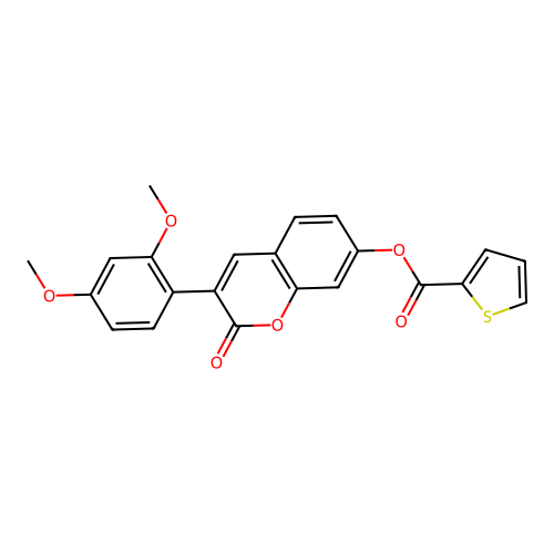 3-(2,4-dimethoxyphenyl)-2-oxo-2H-chromen-7-yl thiophene-2-carboxylate structure