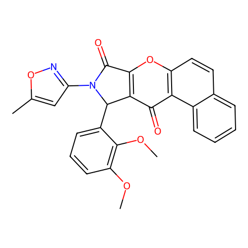 10-(2,3-dimethoxyphenyl)-9-(5-methyl-1,2-oxazol-3-yl)-9,10-dihydrobenzo[5,6]chromeno[2,3-c]pyrrole-8,11-dione structure