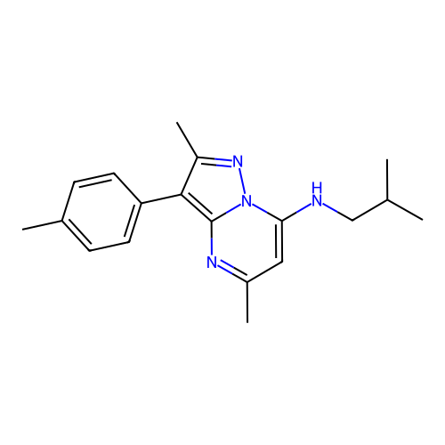 2,5-dimethyl-3-(4-methylphenyl)-N-(2-methylpropyl)pyrazolo[1,5-a]pyrimidin-7-amine structure