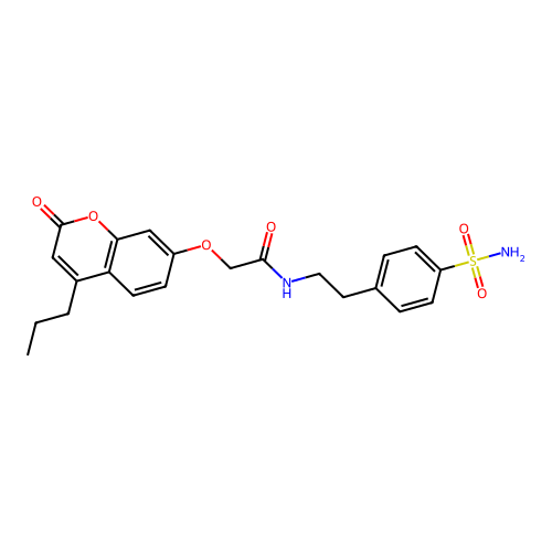 2-(2-oxo-4-propylchromen-7-yl)oxy-N-[2-(4-sulfamoylphenyl)ethyl]acetamide structure
