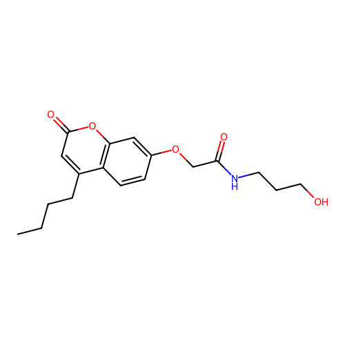 2-((4-butyl-2-oxo-2H-chromen-7-yl)oxy)-N-(3-hydroxypropyl)acetamide structure