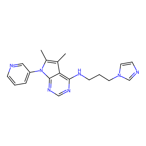 N-(3-imidazol-1-ylpropyl)-5,6-dimethyl-7-pyridin-3-ylpyrrolo[2,3-d]pyrimidin-4-amine structure
