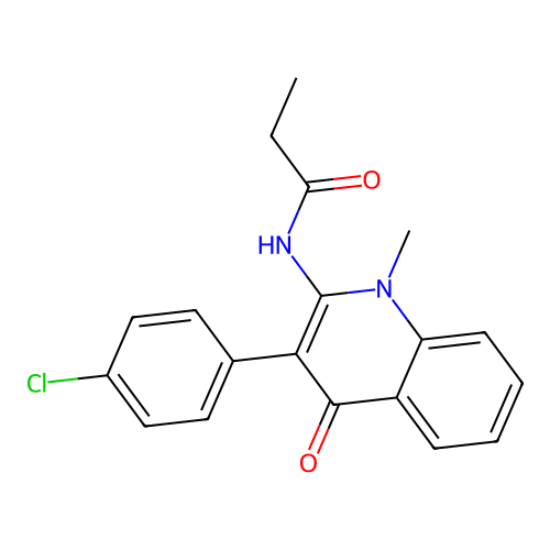 N-[3-(4-chlorophenyl)-1-methyl-4-oxoquinolin-2-yl]propanamide structure