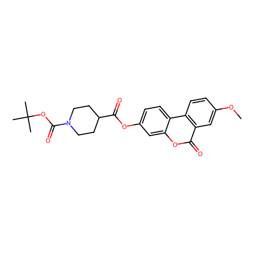 1-tert-butyl 4-(8-methoxy-6-oxo-6H-benzo[c]chromen-3-yl) piperidine-1,4-dicarboxylate structure