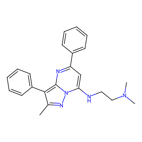 N-[2-(dimethylamino)ethyl]-2-methyl-3,5-diphenylpyrazolo[1,5-a]pyrimidin-7-amine structure