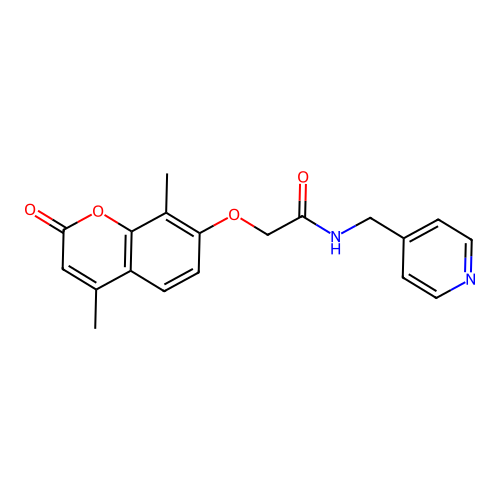 2-((4,8-dimethyl-2-oxo-2H-chromen-7-yl)oxy)-N-(pyridin-4-ylmethyl)acetamide structure