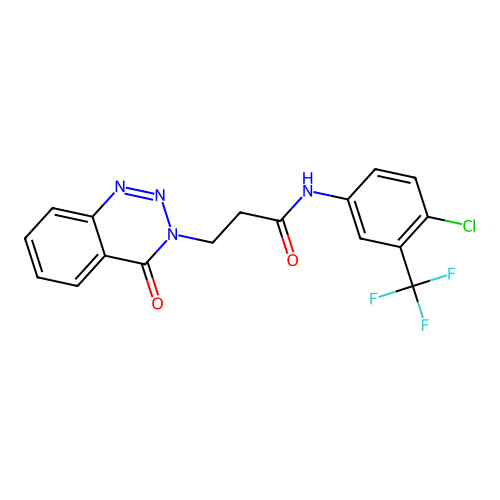 N-[4-chloro-3-(trifluoromethyl)phenyl]-3-(4-oxo-1,2,3-benzotriazin-3(4H)-yl)propanamide structure