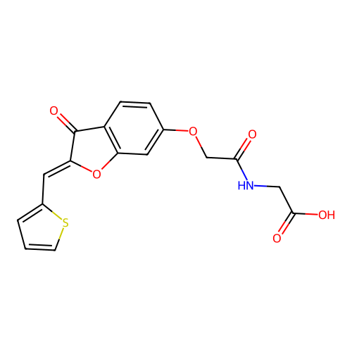 2-[[2-[3-oxo-2-(thiophen-2-ylmethylidene)benzofuran-6-yl]oxyacetyl]amino]acetic Acid structure