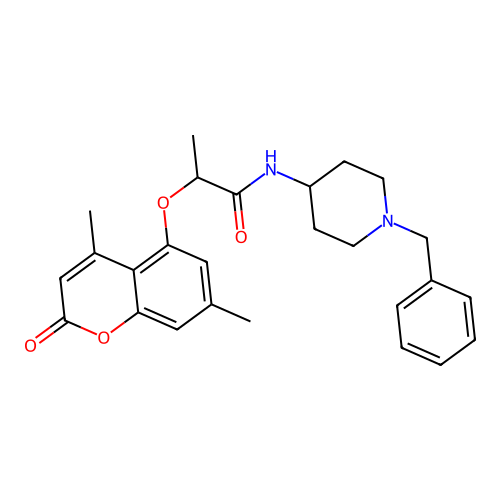 N-(1-benzyl-4-piperidyl)-2-(4,7-dimethyl-2-oxo-chromen-5-yl)oxy-propanamide structure
