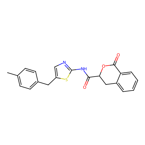 N-(5-(4-methylbenzyl)thiazol-2-yl)-1-oxoisochroman-3-carboxamide structure