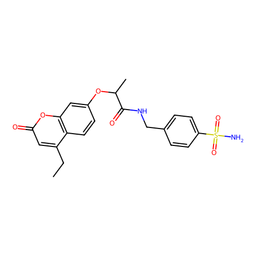 2-[(4-ethyl-2-oxo-2H-chromen-7-yl)oxy]-N-(4-sulfamoylbenzyl)propanamide structure