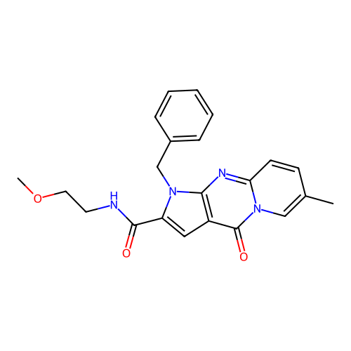 1-benzyl-N-(2-methoxyethyl)-7-methyl-4-oxo-1,4-dihydropyrido[1,2-a]pyrrolo[2,3-d]pyrimidine-2-carboxamide structure