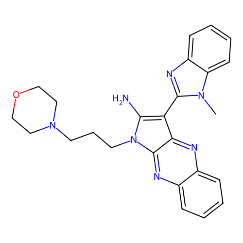 3-(1-methylbenzimidazol-2-yl)-1-(3-morpholin-4-ylpropyl)pyrrolo[3,2-b]quinoxalin-2-amine structure