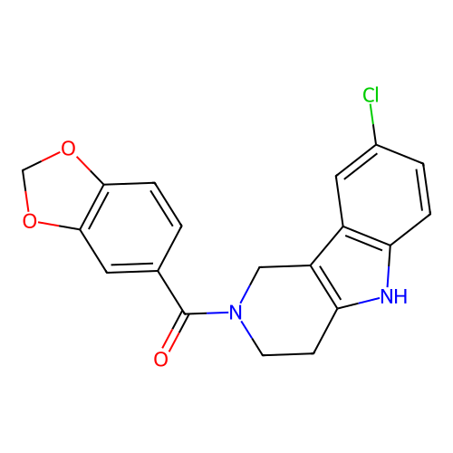 1,3-benzodioxol-5-yl-(8-chloro-1,3,4,5-tetrahydropyrido[4,3-b]indol-2-yl)methanone structure