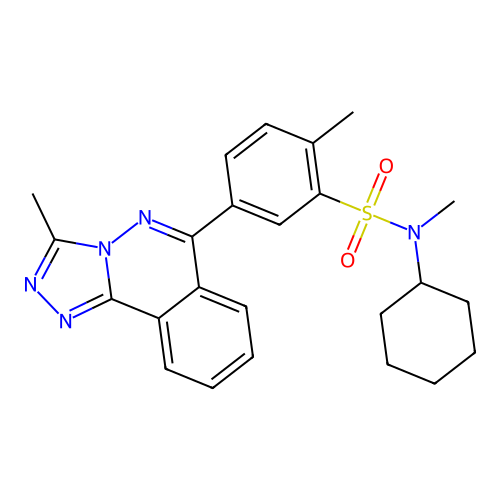 N-cyclohexyl-N,2-dimethyl-5-(3-methyl-[1,2,4]triazolo[3,4-a]phthalazin-6-yl)benzenesulfonamide structure