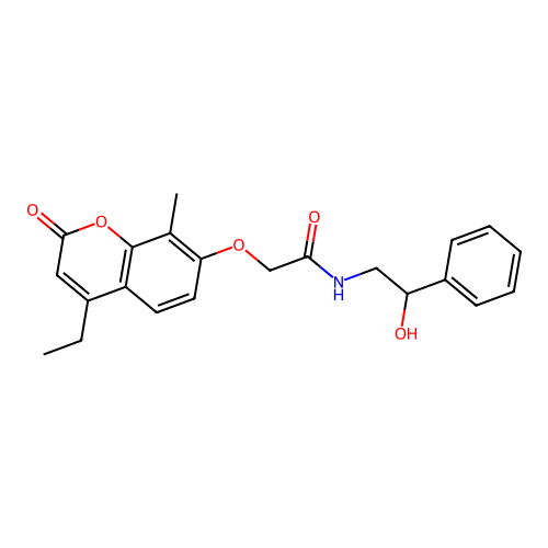 2-((4-ethyl-8-methyl-2-oxo-2H-chromen-7-yl)oxy)-N-(2-hydroxy-2-phenylethyl)acetamide structure
