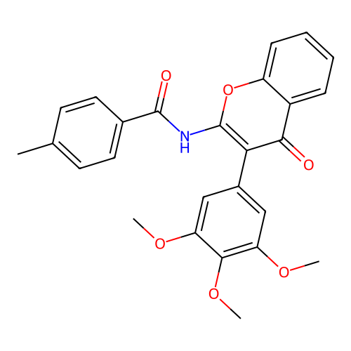 4-methyl-N-(4-oxo-3-(3,4,5-trimethoxyphenyl)-4H-chromen-2-yl)benzamide structure