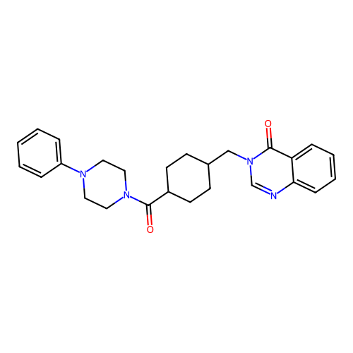 3-((4-(4-phenylpiperazine-1-carbonyl)cyclohexyl)methyl)quinazolin-4(3H)-one structure