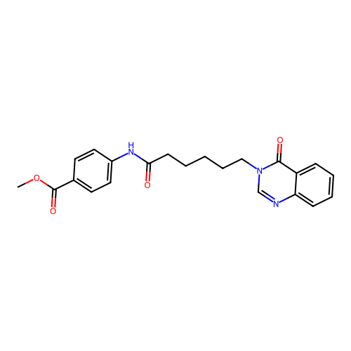 methyl 4-{[6-(4-oxoquinazolin-3(4H)-yl)hexanoyl]amino}benzoate structure